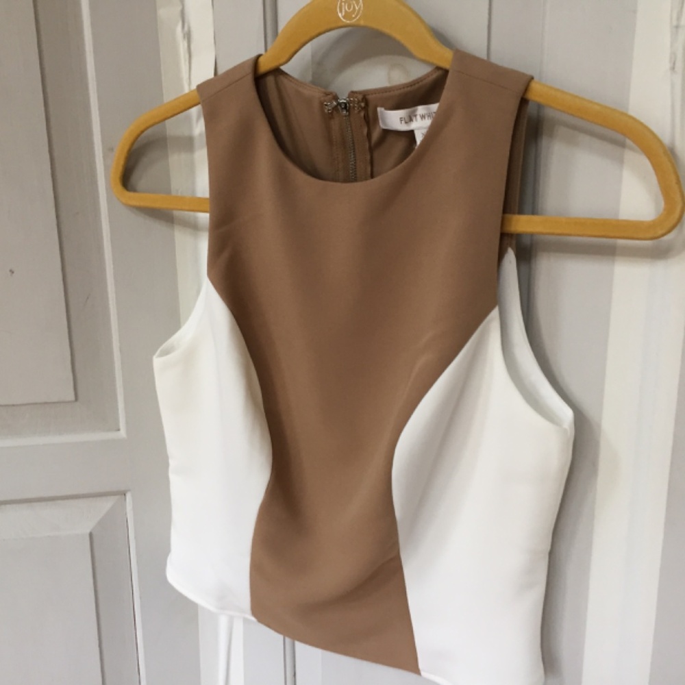 Anthropologie Flay White Brown and White Crop Top - Picture 12 of 16